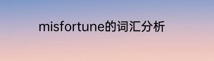 misfortune的词汇分析