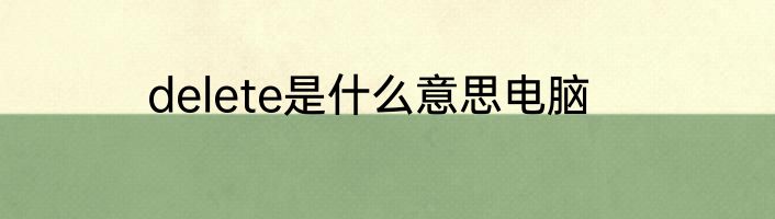 delete是什么意思电脑