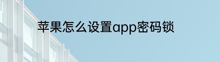 苹果怎么设置app密码锁