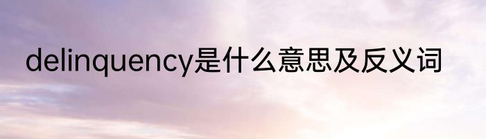 delinquency是什么意思及反义词