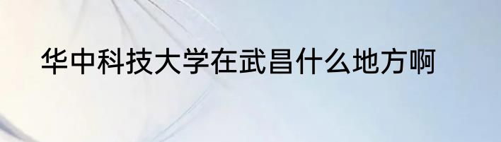 华中科技大学在武昌什么地方啊