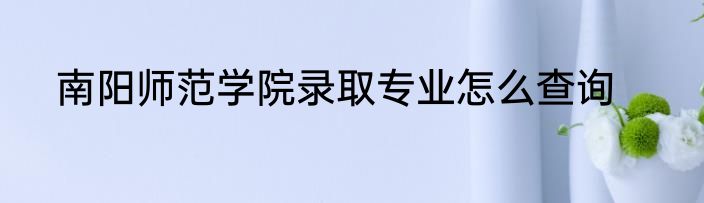 南阳师范学院录取专业怎么查询