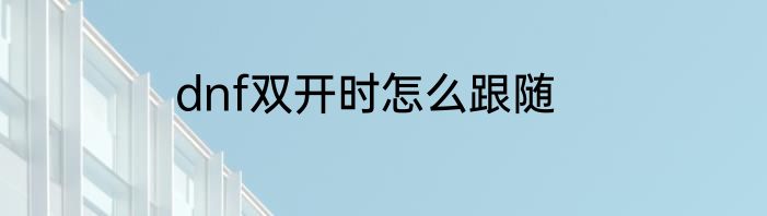 dnf双开时怎么跟随