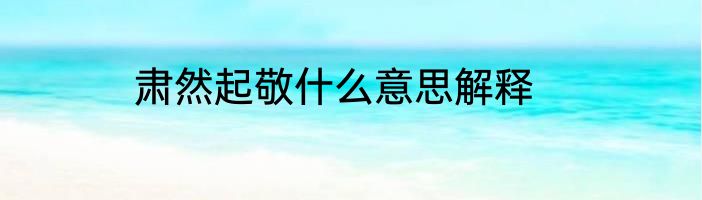 肃然起敬什么意思解释