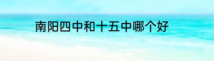 南阳四中和十五中哪个好