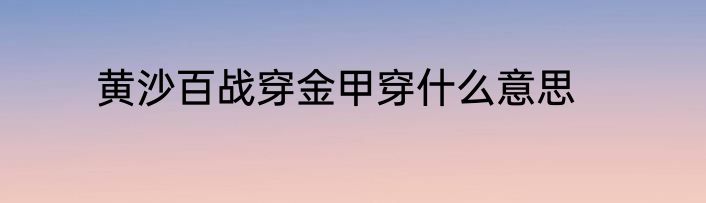 黄沙百战穿金甲穿什么意思