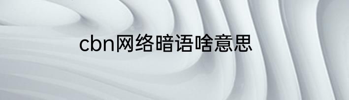 cbn网络暗语啥意思