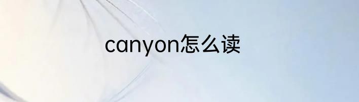 canyon怎么读