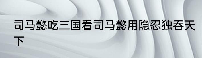司马懿吃三国看司马懿用隐忍独吞天下
