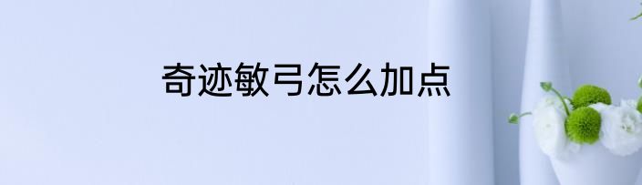 奇迹敏弓怎么加点