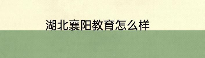 湖北襄阳教育怎么样