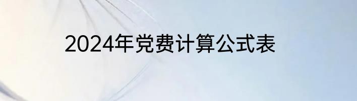 2024年党费计算公式表